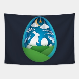 Easter Egg Rabbit Illustration Happy Easter Gift Tapestry