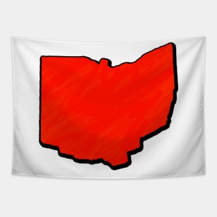 Bright Red Ohio Outline Tapestry