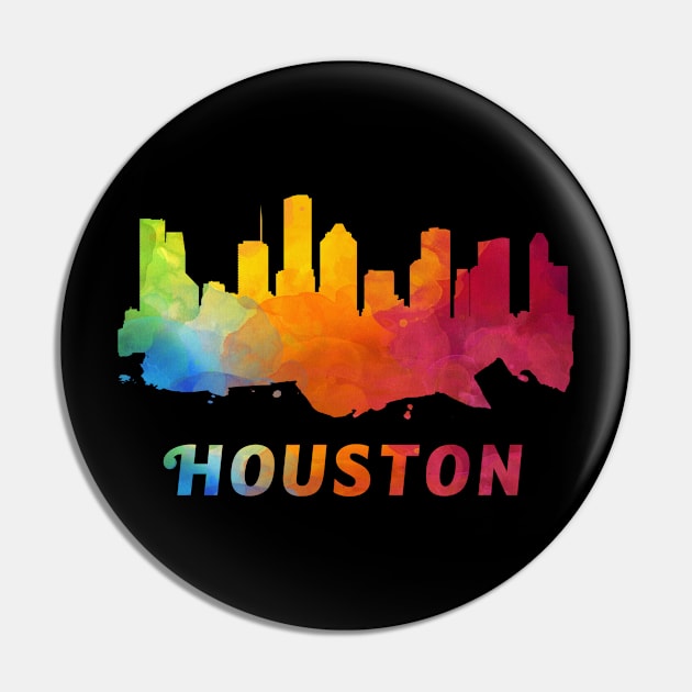 Houston Skyline Watercolor Style Pin by ThirdEyeAerial