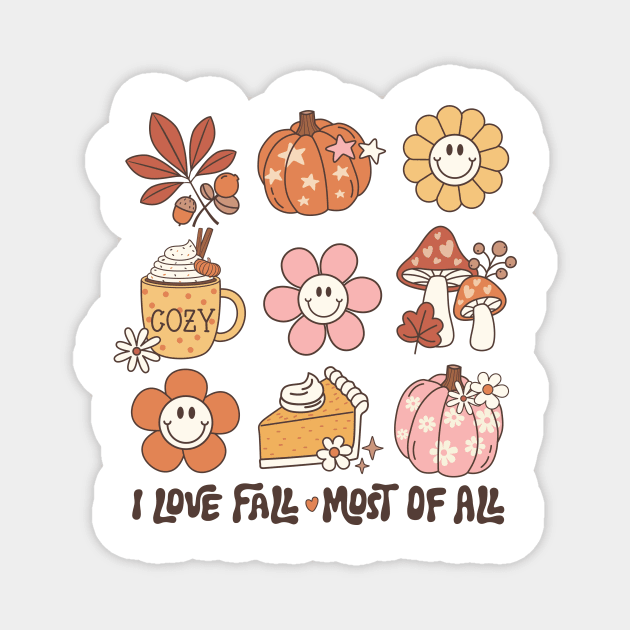 Fall season design I love fall Magnet by Positively Petal Perfect 