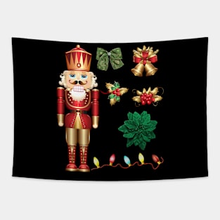 Merry Christmas Tree Golden Decorations Tapestry