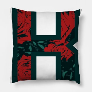 Modern Rose Floral Initial Name Alphabet - LetterR Pillow