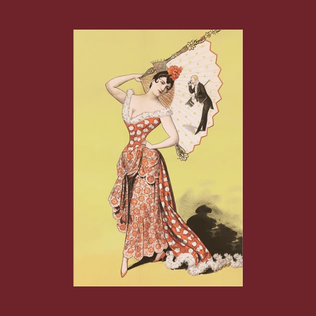 Vintage Poster of Lady in Red Gown by Tuff Tees