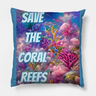 Save the Coral Reefs, Colorful Algoart Pillow