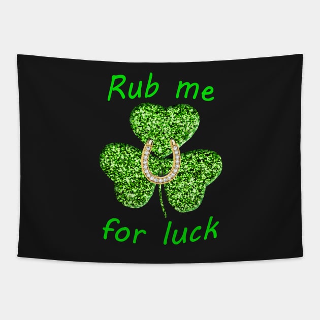 Funny Green Glitter Shamrock With A Horseshoe Tapestry by Atteestude