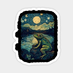 Vincent Van Gogh Starry Night  Frog Art Magnet