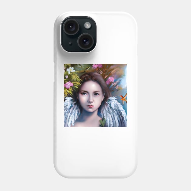 Angel face in flowers Phone Case by bogfl