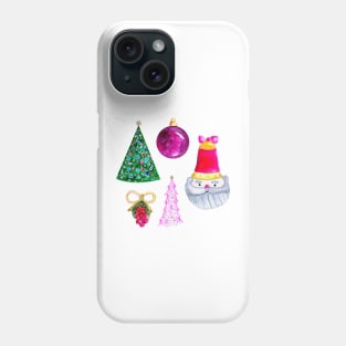 Santa Claus Ornaments and Christmas Trees Phone Case