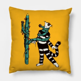 Christmas Cactus Hugs Cute Kitty Pillow