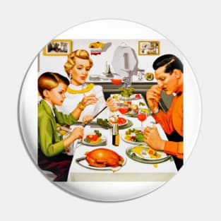 American Thanksgiving Dinner in the Style of Norman Rockwell Pin