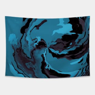 Teal Watercolor Wave Design Abstract Tapestry