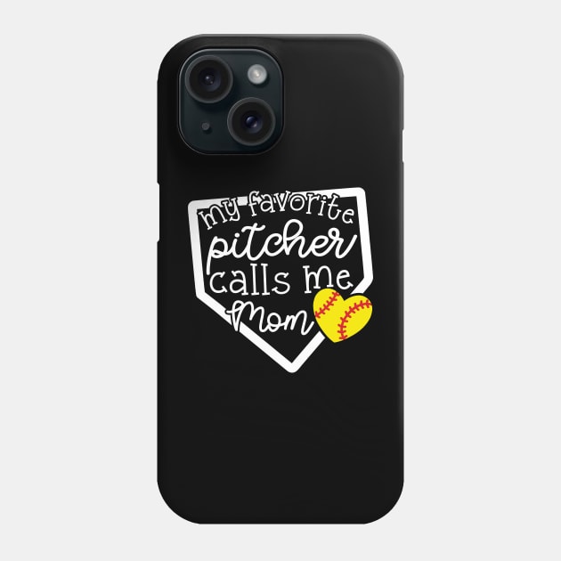 My Favorite Pitcher Calls Me Mom Softball Cute Funny Phone Case by GlimmerDesigns