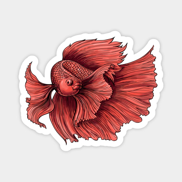 Coral Siamese fighting fish Magnet by katerinamk