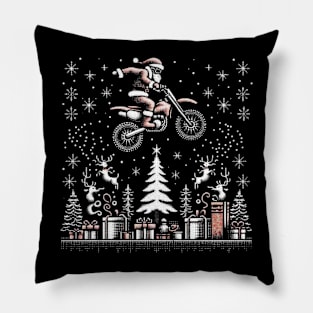 Biker Santa at Christmas vacation Pillow