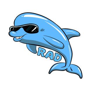 Rad Dolphin cartoon comic art design T-Shirt