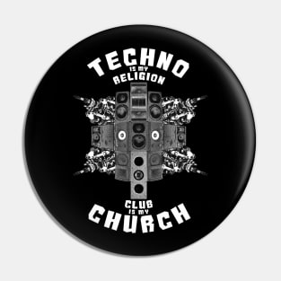 Techno Religion Club Church God EDM Pin