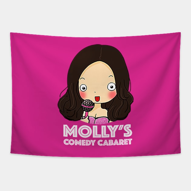 MCC Logo with white title Tapestry by MollysComedyCabaret