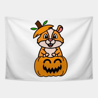 Funny Hamster is in a pumpkin Tapestry