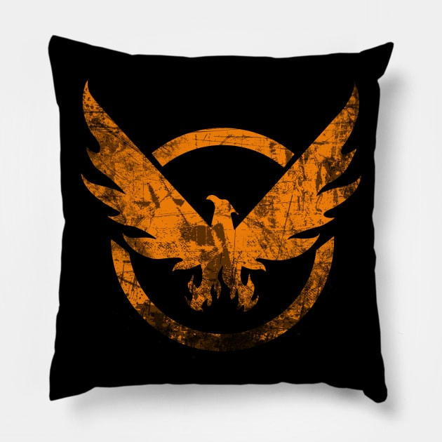 The Division - Orange Grunge Logo Pillow by wyckedguitarist