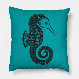 Seahorse Ink Art - cute marine animal design Pillow