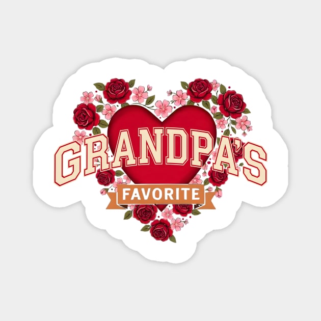 Grandpa's Favorite Floral Heart Gift Magnet by ArtistTee ⭐⭐⭐⭐⭐