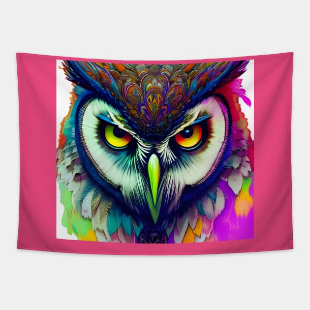 Graphic Novel Comic Book Art Style Owl Tapestry by Chance Two Designs