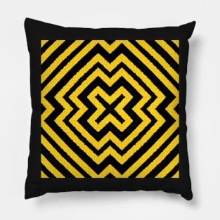 HIGHLY Visible Yellow and Black Line Kaleidoscope pattern (Seamless) 6 Pillow