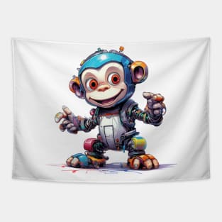 Cartoon monkey robots. T-Shirt, Sticker. Tapestry