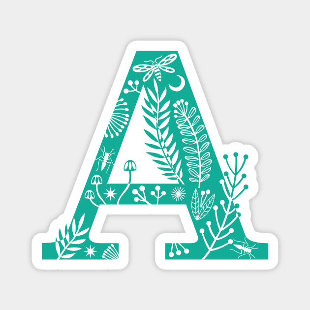 Letter A mint Magnet by Maggiemagoo Designs