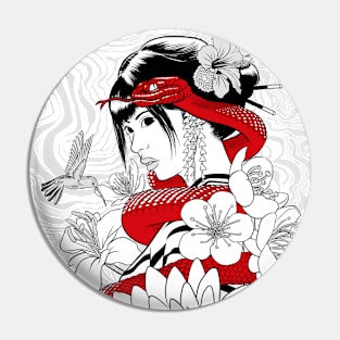 Snake and Colibri with Geisha Pin