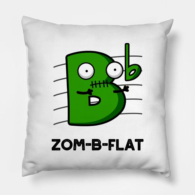 Zom-B-Flat Cute Halloween Zombie Music Pun Pillow by punnybone