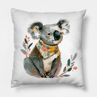 Adorable Koala on Tree Pillow