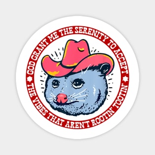 Accept The Vibes That Aren't Rootin' Tootin' Funny Opossum Magnet