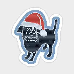 Knitted Dog in Christmas Santa Hat Magnet