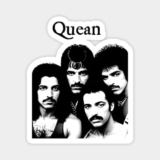 Cursed Classic Rock Band PARODY Funny Off Brand Knock Off Meme (Black & White) Magnet