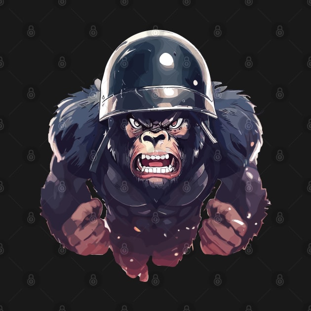 Angry gorilla in helmet by TomFrontierArt