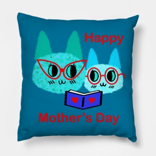 Mother’s Day Fuzzy Reading Cats Pillow