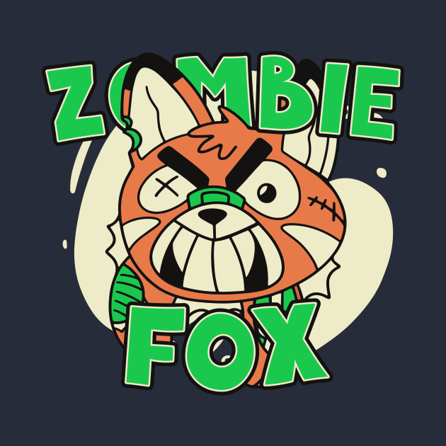 Cute Zombie Fox // Funny Halloween Zombie Animals by SLAG_Creative