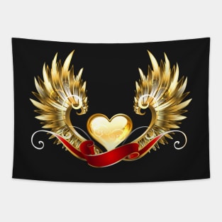 Golden heart with golden wings Tapestry