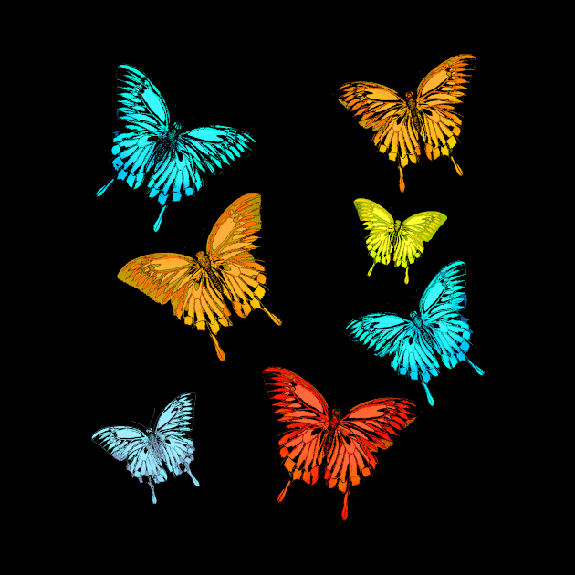 Colorful Butterflies on Black by Scarebaby