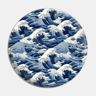 Ephemeral Crests: Hokusai Waves Reimagined Pin