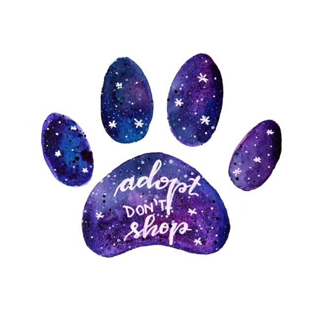 Adopt don't shop galaxy paw - purple by wackapacka