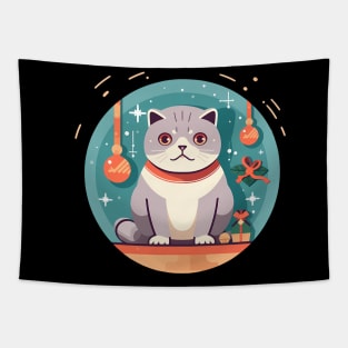 Scottish Fold Cat Xmas Ornament, Love Cats Tapestry