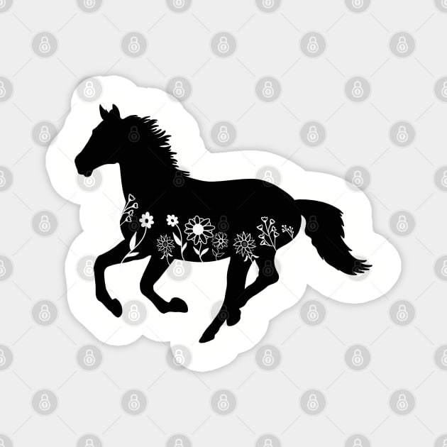 Galloping Floral Horse Magnet by JessDesigns