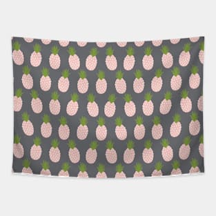 Pineapples Pink on Gray Tapestry