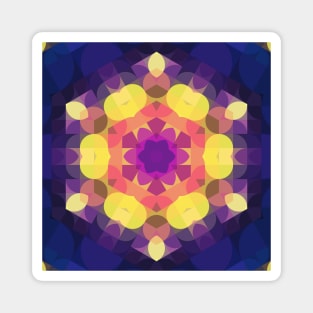 Retro Mandala Flower Pink Yellow Purple and Blue Magnet