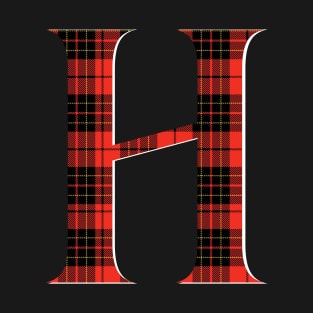 Monogram Plaid Letter H Scotland Tartan Pattern T-Shirt