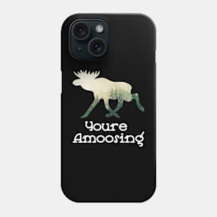 Youre Amoosing Walking Moose With A Green White Forest Tree Fill Phone Case