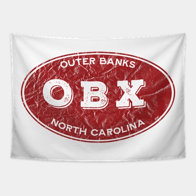 OBX Oval in Distressed Red Tapestry by YOPD Artist