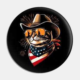 USA Flag Cat 4th of July Funny Patriotic Pin